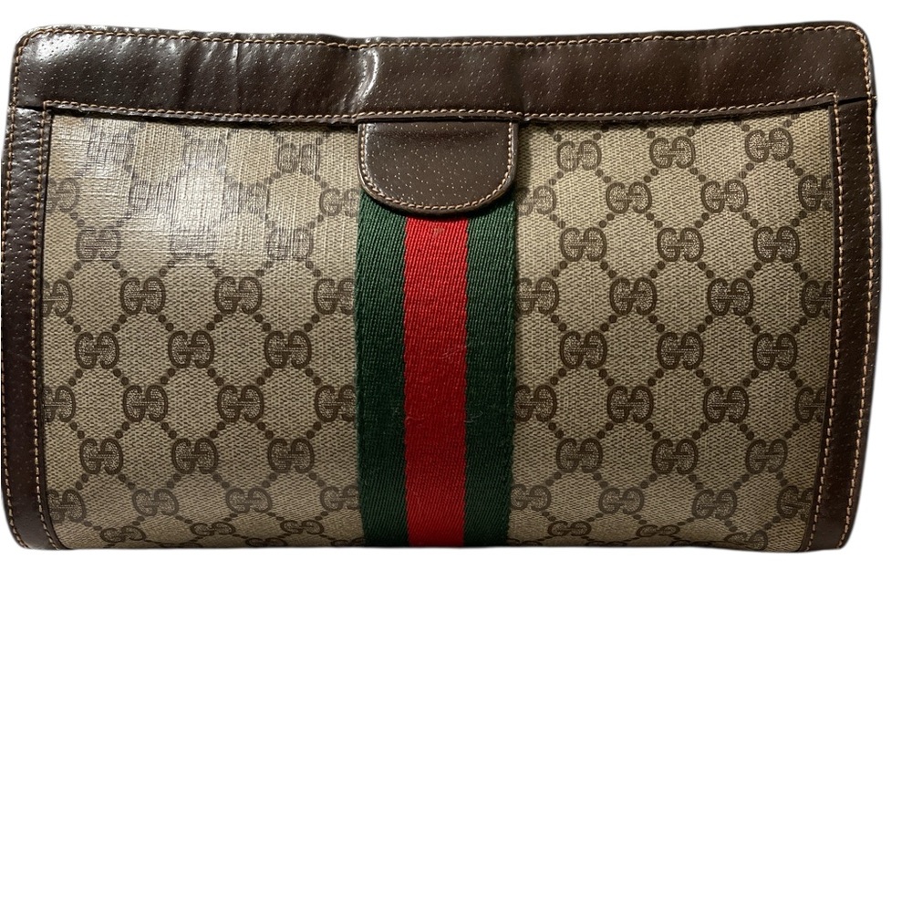 Gucci Brown Leather Parfums Bag Vintage